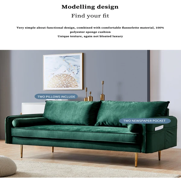 קטיפה בד הספה,מודרני ירוק ספה עם משענת יד לכיס,מוצק וחסון,ספה נוחה בסלון,בחדר השינה,במשרד5