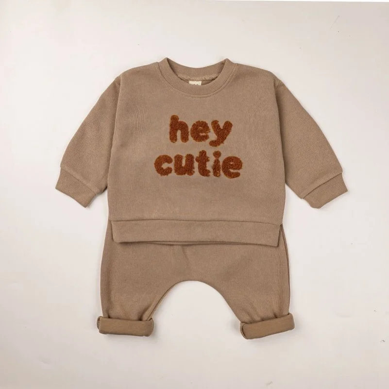 תינוק כותנה עם שרוולים ארוכים קבוצה בגדי בנות ילד אביב סתיו בגדים חולצות+מכנסיים לתינוק בגדים 2pcs החליפה תלבושות4